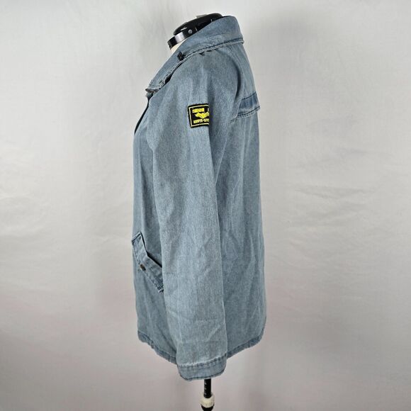 Zaful Forever Young Denim Jacket Women's XXL Lt Blue Zip Snap Patch Collar NWT - Picture 13 of 16